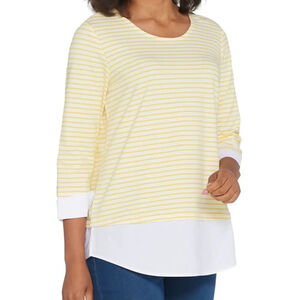 Lamberto Losani Striped Poplin Tunic Small Yellow White